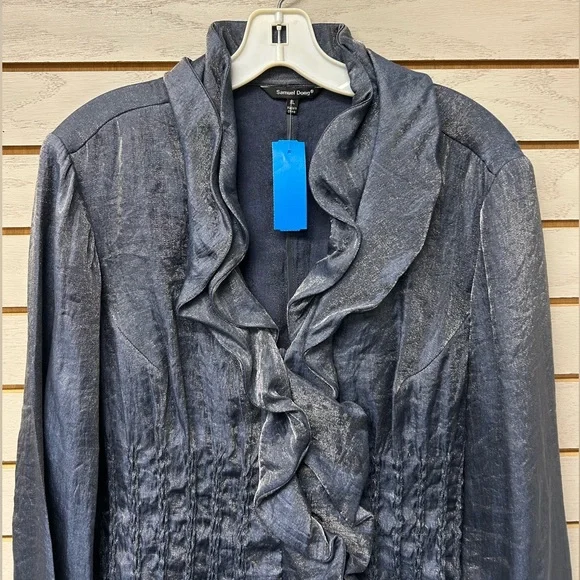 Samuel Dong Shimmering Gray Blouse - Picture 4 of 8